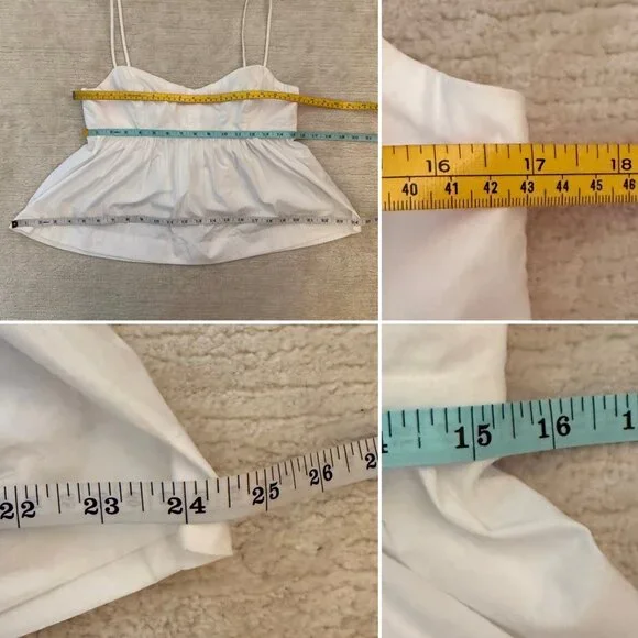 J Crew White Babydoll Cami Top Cotton Peplum Blouse Size Small Adjustable Straps - Picture 10 of 11